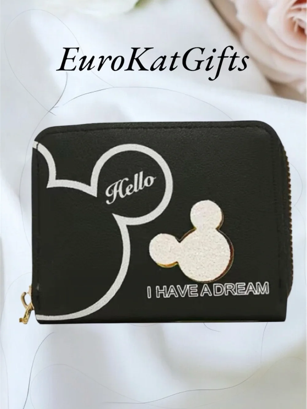 Black  Zip corner Wallet with Mickey Mouse Design NEW
